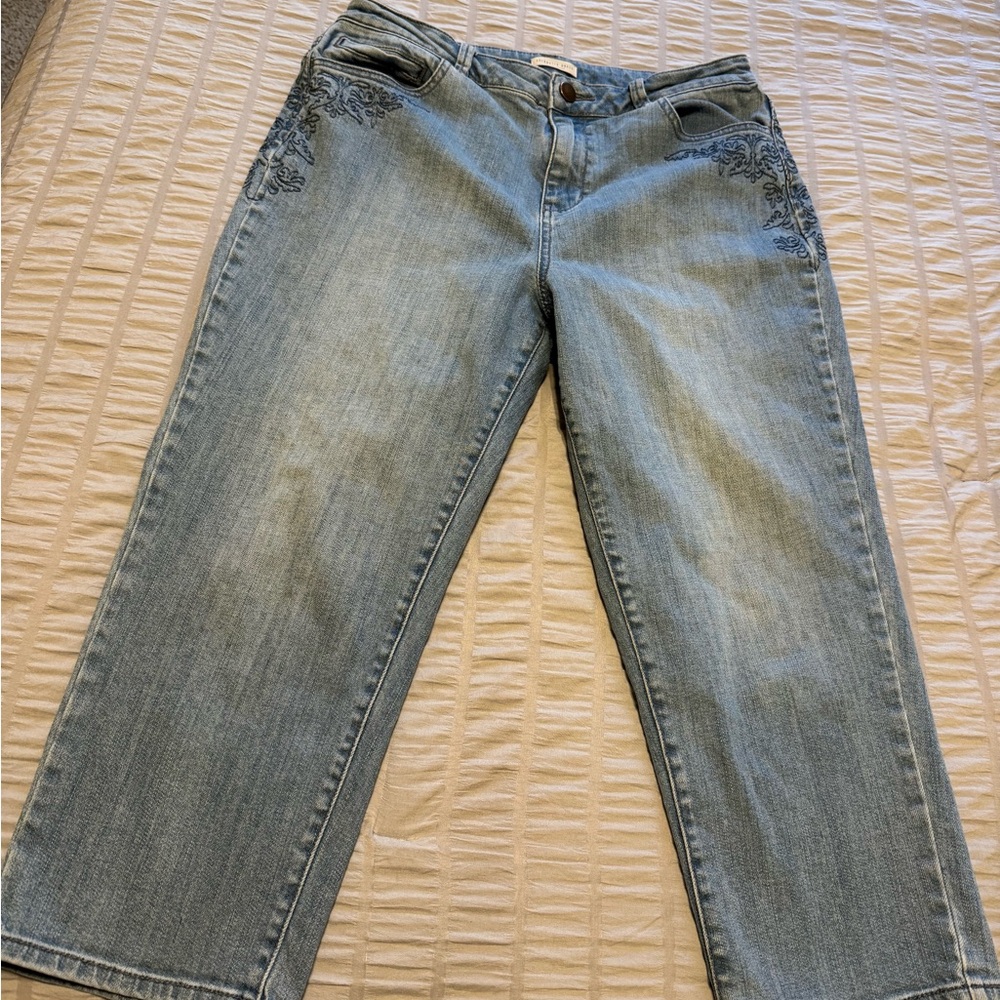 Coldwater Creek Denim Capri Jeans with Button Detail